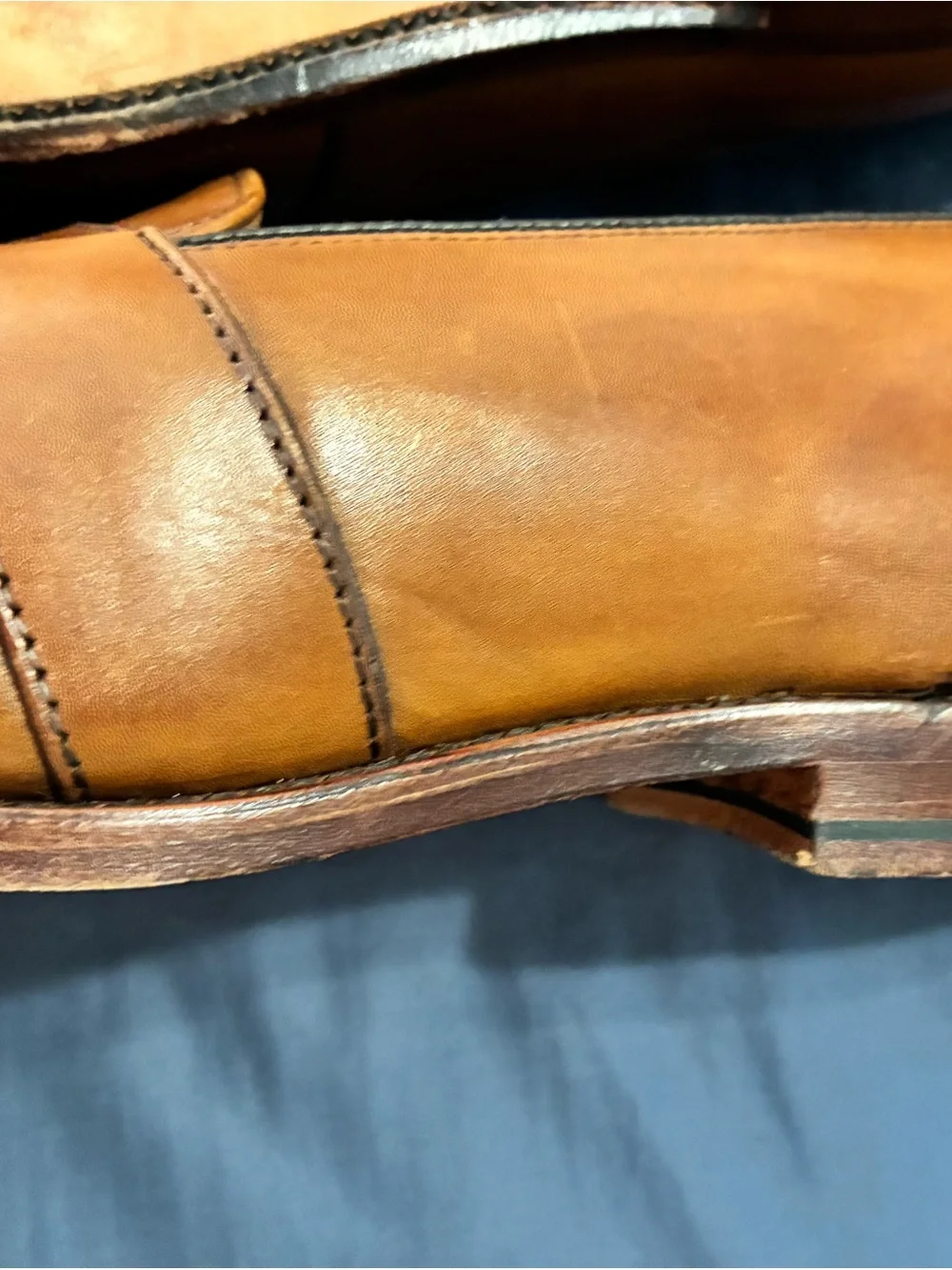 Allen Edmonds Cognac Leather Penny Loafers 10 1/2”